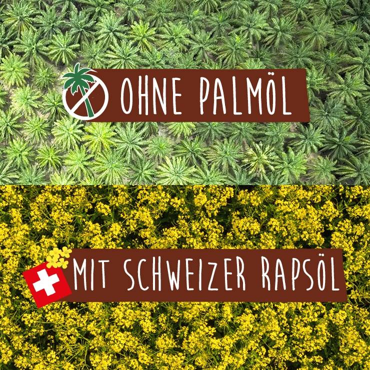 Ohne Palmöl, mit Schweizer Rapsöl 