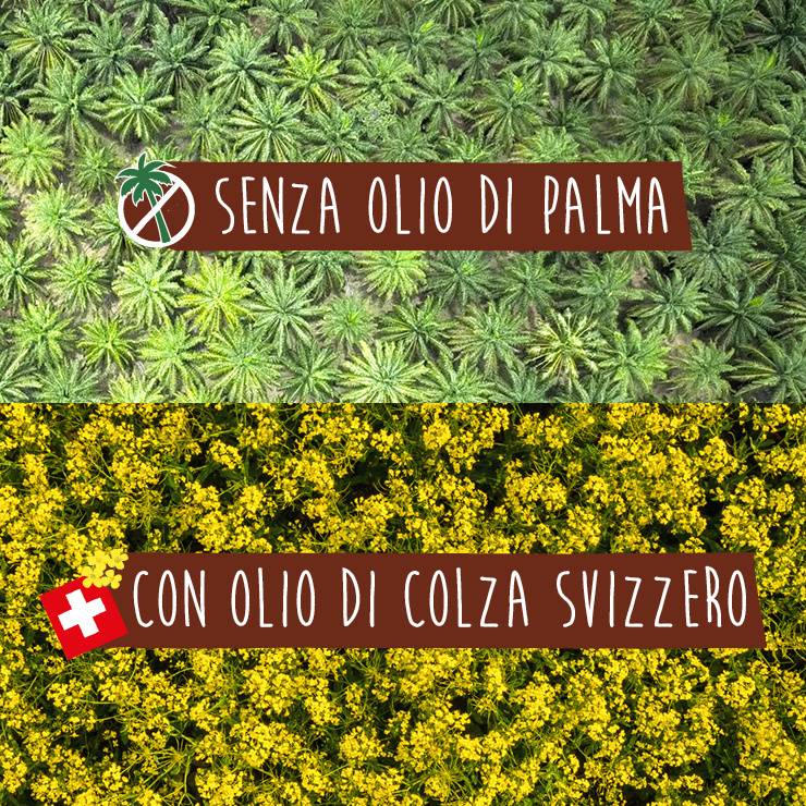Senza olio di palma, con olio di colza svizzero