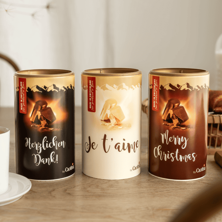 3 personalisierte Caotina Dosen